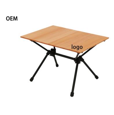 China Modern Outdoor Folding Camp Picnic Aluminum Alloy Wooden Table Beech Lightweight Camping Tables For Travel for sale