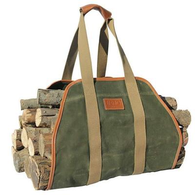 China Hot Selling Custom Made KONO Industrial Factory Canvas Firewood Rack Fashion Style Open Tote Bag Canvas Firewood Carrier for sale