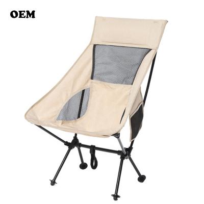 China 2021 Modern High Quality Director Travel Backpack Foldable Portable High Back Folding Camping Chair With Pillow Aluminum for sale