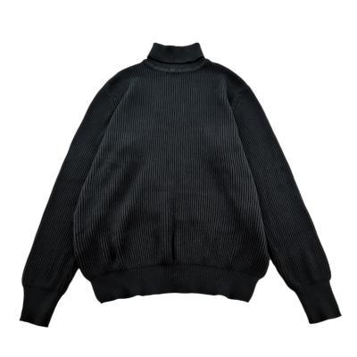 China wholesale custom made Anti-wrinkle all black sweater men turtle neck knit simple solid sweater men sweaters for sale