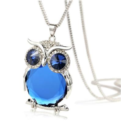 China 2021 Fashion Jewelry Vintage Long Owl Crystal Necklace For Women for sale