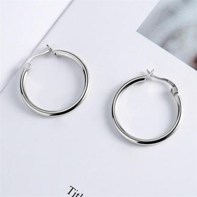 China 2021Fashion Women's Hot Korean Circle Earrin 925 Sterling Silver Brass Circle Clutch Earring for sale