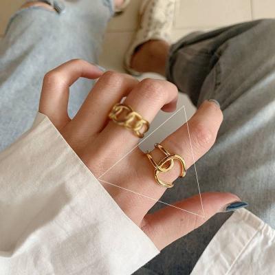 China Geometric Chunky Adjustable Ring Irregular Opening Geometric Cross-Twisted Rings from Minimalist Rings À LA MODE for sale