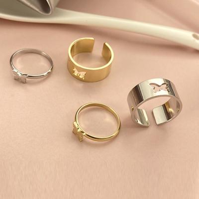 China 2021 newcomers FASHIONABLE designs high quality trending punk couples Ring Style heart butterfly fashion personality combination for sale