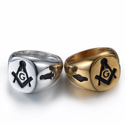 China BINSHUO Stainless Steel Hip Hop Ring Masonic Freemason Steel Biker FASHIONABLE Jewelry Punk Ring for sale