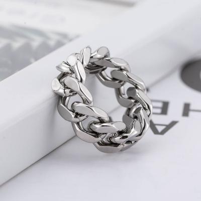 China BINSHUO 2020 TRENDY Fashion Punk Men Rings Stainless Steel Jewelry Hip Hop Cuban Chain Ring for sale