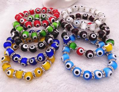 China BOHEMIA Turkey Acrylic Religious Bead Blue Evil Eyes Beaded Bracelets For Woman Jewelry Bangle for sale