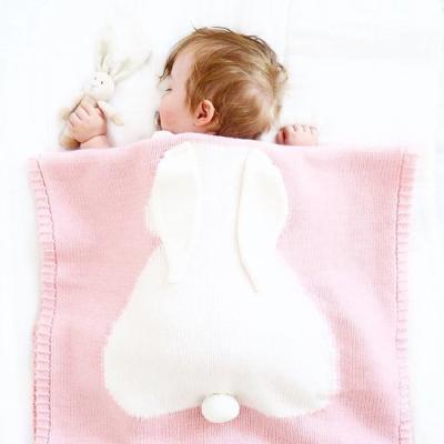 China New Anti-static Rabbit Ear Blanket Children Knitted Baby Blanket for sale