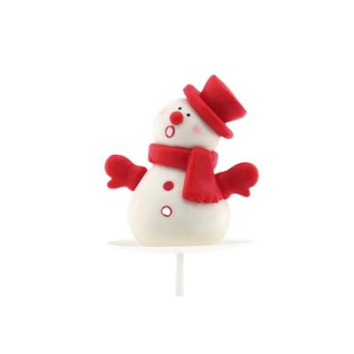 China 2022 Colorful Plug-in Christmas Snowman Cake Topper Polymer Clay PVC Child Birthday Party Snowman Cake Decoration New Arrival Eco-friendly Materials for sale