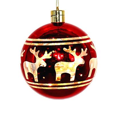 China Christamas Home Decoration Party Ornament Supplier LED Ball Lighted Ornament With Reindeer Pattern For Christmas Ornament for sale