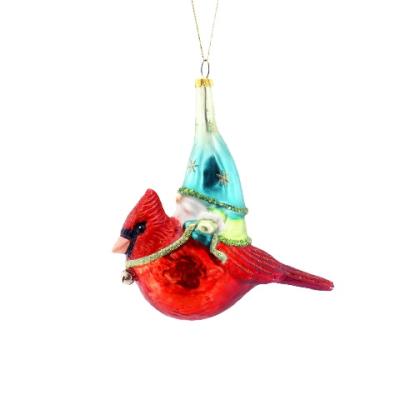 China Popular Decorative Christmas Gift Merry Christmas Tree Gnome Hand Printed Christmas Bird Animal Ornament Glass Gifts Decoration Supplies for sale