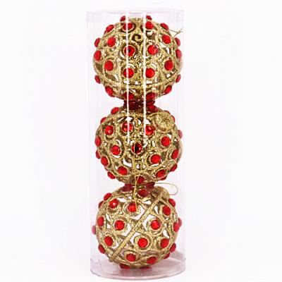 China 20% Hot Sale Acrylic Christmas Tree Ball Ornament 3 PCS Diamond Christmas Ball Ornament Into PVC Box for sale