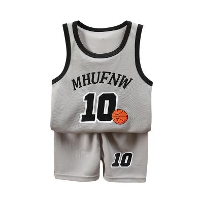 China Breathable and quick-drying summer kids boys suit sports basketball clothes suit kids fashion leisure letters baby vest T-shirt 2pcs set kids Tracksuits for sale