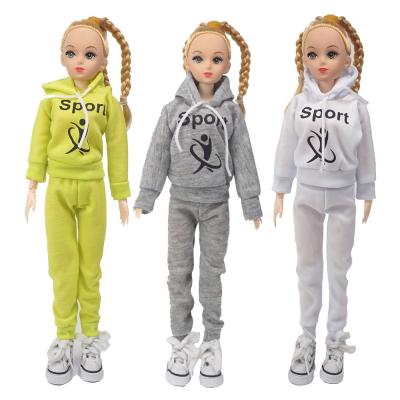 China Toy New Fashion Doll Sports Cartoon Costume Hoodie Clothes Tops And Pants Dress Up 11.5inch/30cm Girl Doll Kids Gifts for sale