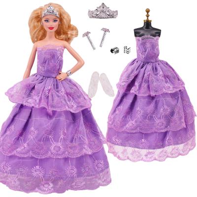 China Custom Cartoon Toy Girl Toy Princess Dress Up Play Set 30cm Doll Clothes Accessories Jewelry Boutique Toys With Shoes for sale