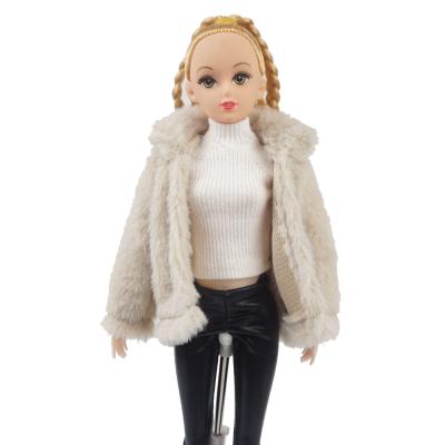 China Toy Whole Sale 1/6 Doll 30cm BJD Doll Winter Doll Clothes White Fur Coat For Girl Doll And Other 29cm Dolls for sale