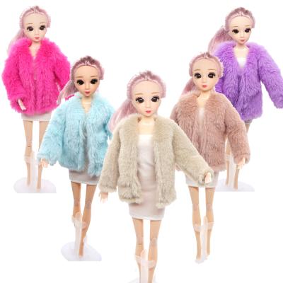 China Cartoon Toy Whole Sale Winter Doll Clothes Fur Coat 1/6 bjd doll 28cm 30cm children play (NO DOLL) for sale