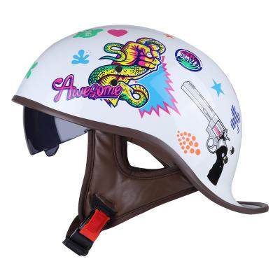 China Fan Good Quality Four Seasons Motorcycle Helmet With Windshield Outer Half Face Electric Scooter Helmets Safety for sale