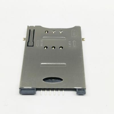 China SMT type SMT 6 pin sim card connector push-push type postless connector for sale