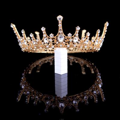 China New design full diamond crown bride crown wedding princess crystal crown handmade crystal baroque hair tiara for sale