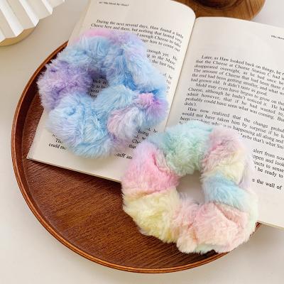 China European and American wholesale fabric elastic band accessories women's hair scrunchies colorful style plush scrunchies cute for sale