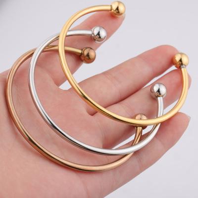 China Casual/Sporty Cuff Bracelet With European Screw End Bead Charms Stainless DIY Jewelry Bangles Accessories for sale