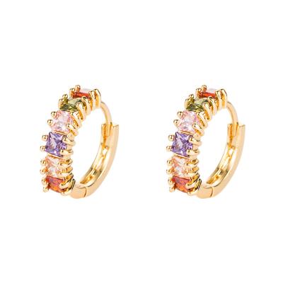 China FASHIONABLE wholesale ladies small rainbow circle earrings jewelry of beautiful for fashion temperament zircon earrings for sale