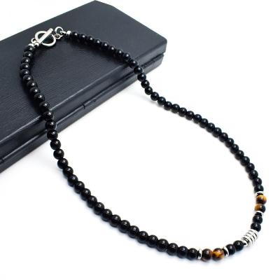 China Hiphop Stainless Steel Muslim Islamic Natural Stone Beaded Tiger Eye Stone Rosary Beads Necklace for sale