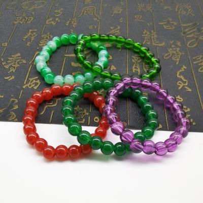 China Hot-selling European and American punk crystal beaded bracelet agate glass bead bracelets for sale