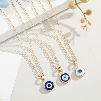 China Trendy Hot Selling Women's Necklace Fashion Blue Pendant Gold Plated Devil's Eye Necklace for sale