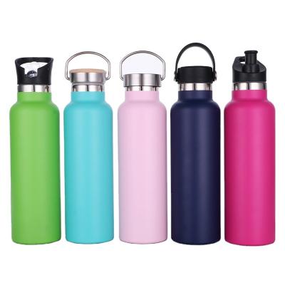 China Sustainable Water Bottles Outdoor Sport Bottle Custom Recycling Powder Coated Travel Bottle 750ml With Bamboo Lid for sale