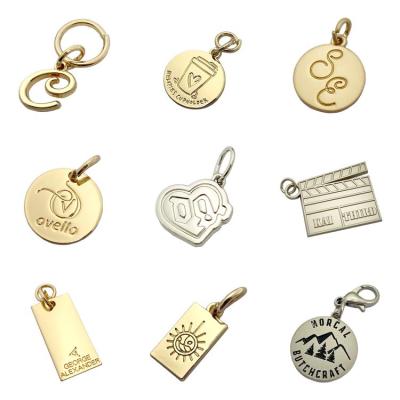 China Oil Covered To Prevent Fade Antioxidant Bracelet Charm Custom Gold Logo Engraved Stamped Silver Jewelry charm tag for pendant for sale