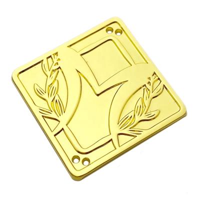 China Custom washable personalized square shape imitation gold metal label tags for garment for sale