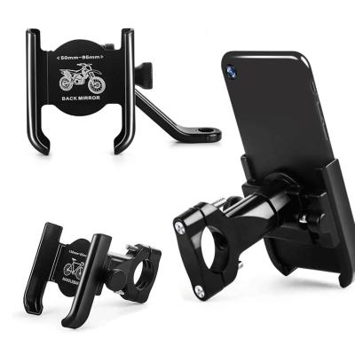 China 360 Rotation Aluminum Alloy Clip Adjustable Handlebar Mobile Phone Holder Bike GPS Bracket Motorcycle Bike Mirror Bracket for sale