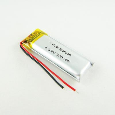 China Custom 3.7V 200mAh LiPo Battery Customize Size AUK 601336 402030 LiPo Battery for sale