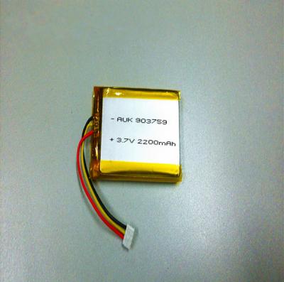 China OEM / ODM Bateria recarregável LiPo 3.7V 2200mAh 903759 Grau A à venda