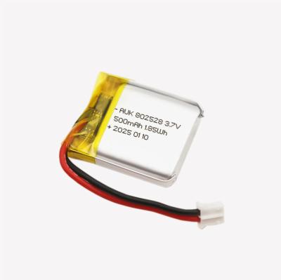 China AUK802528 500mAh 3.7V 1.85Wh Lipo-batterij voor massagemasjien of hondentrainer 4.2V Lithium-polymerbatterij met KC CE MSDS IEC62133 Te koop