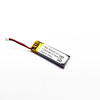 China AUK 501240 3.7V 200mAh 0.74Wh Bateria Lipo Bateria de Lítio Polímero Para Instrumentos de Beleza Localizador GPS Com Certificação KC à venda