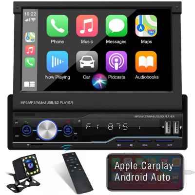 China 7 Inch Apple Carplay Single Din Car Stereo With Camera Touch Screen Car Radio Handsfree Emergency Calling for sale