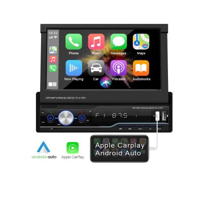 China Foldable Stereo 7 Inch 1Din Touch Screen Apple CarPlay Auto One Din Car Play Stereo USB Radio Dvd Player for sale