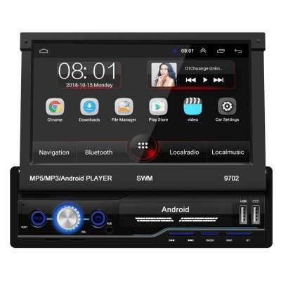 China Retractable Auto Car Multimedia Stereo 7 Inch 1 Din GPS GPS VCR Android Navigation Wifi Apple CarPlay Android System MP5 VCR for sale