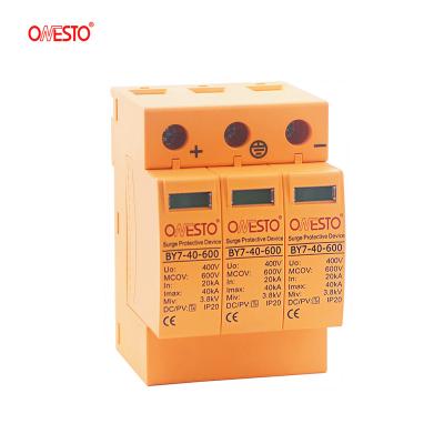 China DC Lightning Arrester 600V 3P SPD DC Surge Protector Solar Surge Protection BY7-40/3-600 for sale