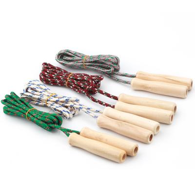 China Wholesale Fitness Sports Wooden Jump Rope Handle Jump Rope 2.4M Fitness Training Jump Rope For Kids for sale