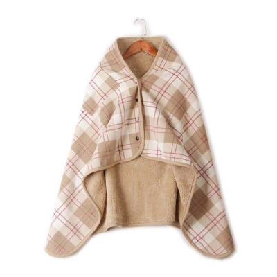 China Single Wearable Blanket Shawl Thickening Plush Flannel Plaid Throw Blanket Blanket for sale