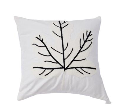 China Home Decorative Anti Dust Mite Cotton Linen Tile Cover Printed Leaf Designs For Cushion For Sofa Living Room for sale