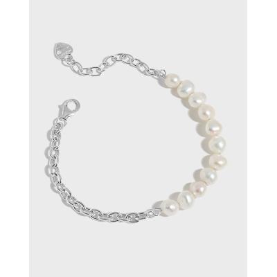 China Baroque Freshwater Women's Chain Bracelet S925 Sterling Silver Bracelet Pearl Beaded Pearl INS Luxury Design FASHIONABLE for sale