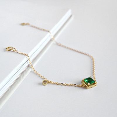 China FASHIONABLE S925 Sterling Silver Geometric Square Emerald Bracelet 18k Bracelets Gold Plated Women Emerald Cut Bracelet for sale