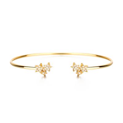 China Zircon TRENDY Star Women Fashion Bangle S925 Sterling Silver Gold Plated Bangles Jewelry Women Open Bangle for sale