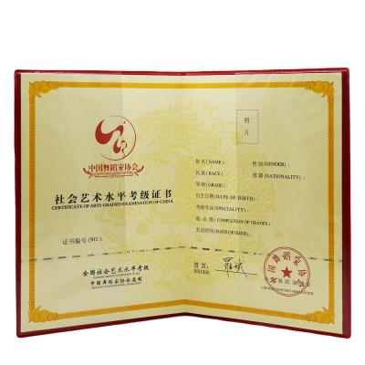 China Hot Stamping Diploma School Design Ribbon Foil Red Certificate Folders With A4 Size Security Paper Wire for sale