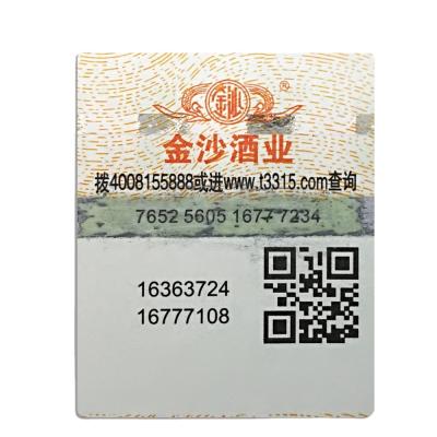 China Fiber Security Texture Bond Paper Scratch Anti-Counterfeit UV Sticker With Paper Code Hologram Yarn for sale